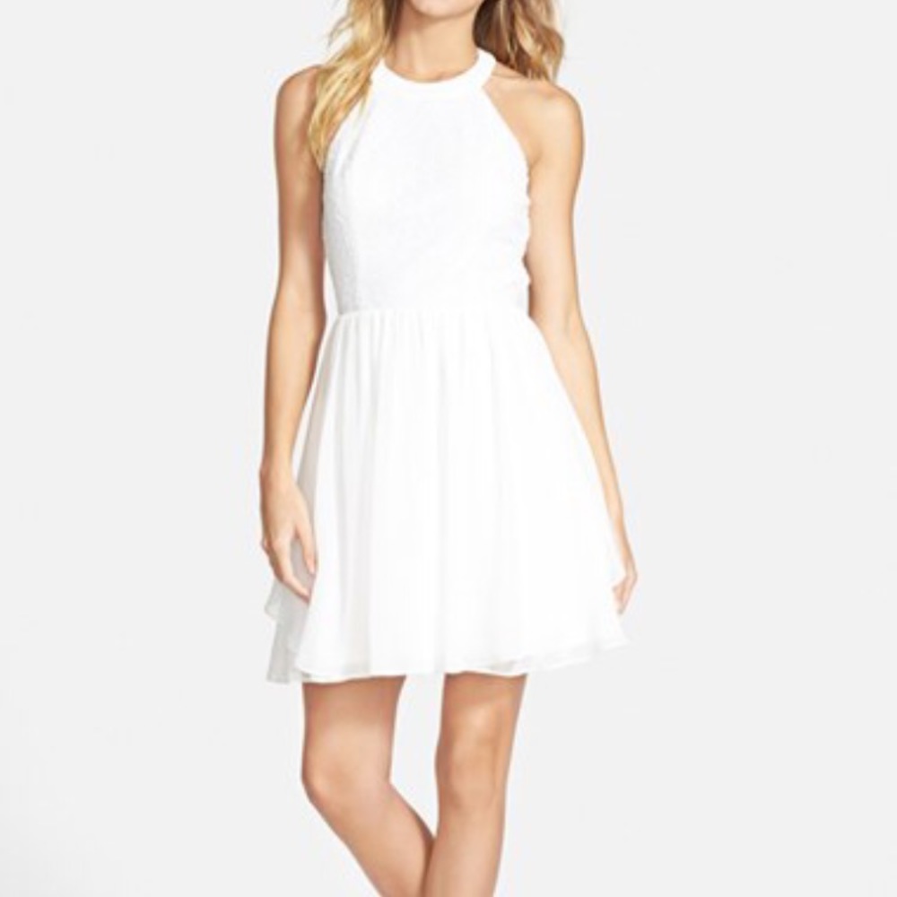 Sequin top chiffon skater dress